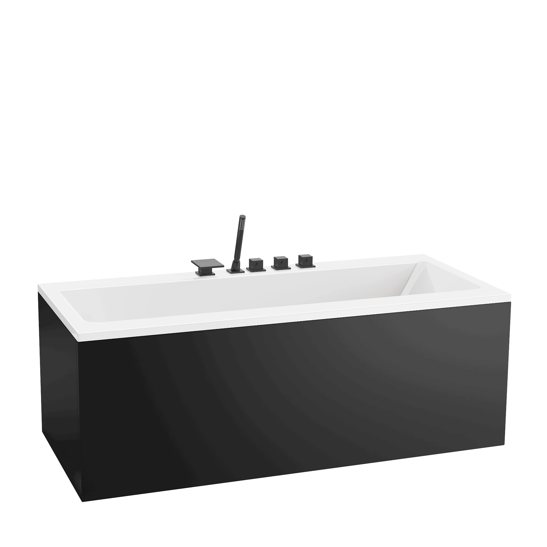 NRF6135091 - Kvadrat Duo 180 badekar m/front- og endepanel, sort matt - 